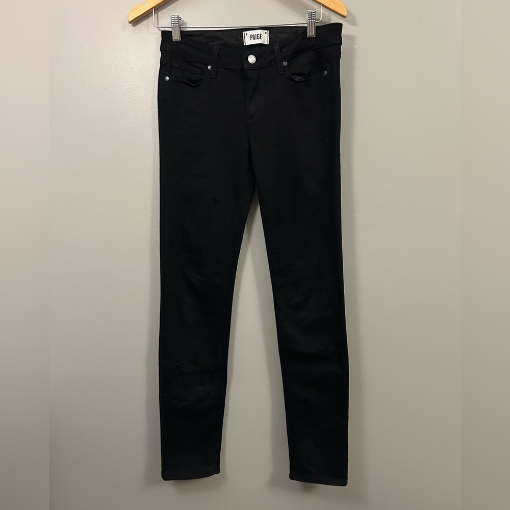 PAIGE Women's Classic Black Skyline Skinny Jeans Black Shadow Size 27